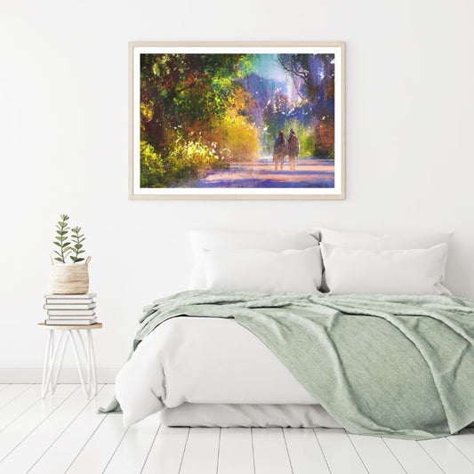 Couple Walking in Forest Painting Home Decor Premium Quality Poster Print Choose Your Sizes