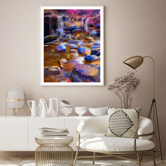 Colorful Waterfall Painting Home Decor Premium Quality Poster Print Choose Your Sizes