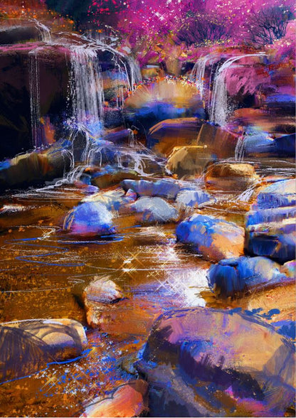 Waterfall Watercolour Painting Print 100% Australian Made