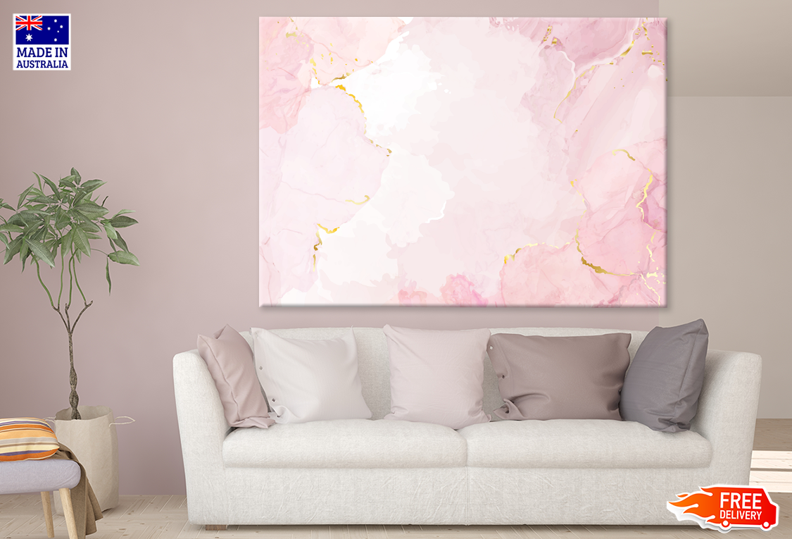 Pink White & Gold Abstract Design Print 100% Australian Made