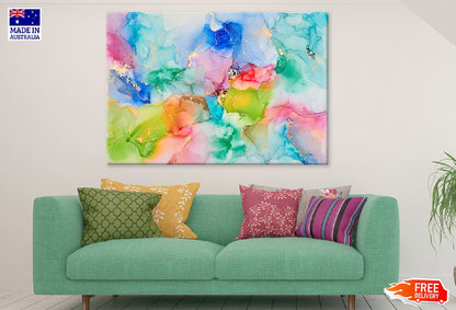Pink Blue & Green Gold Abstract Design Print 100% Australian Made