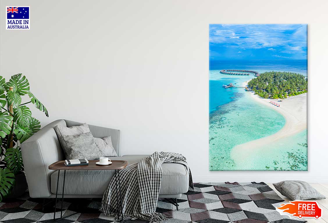 Sea & Lagoon Beach Island Aerial Photograph Print 100% Australian Made