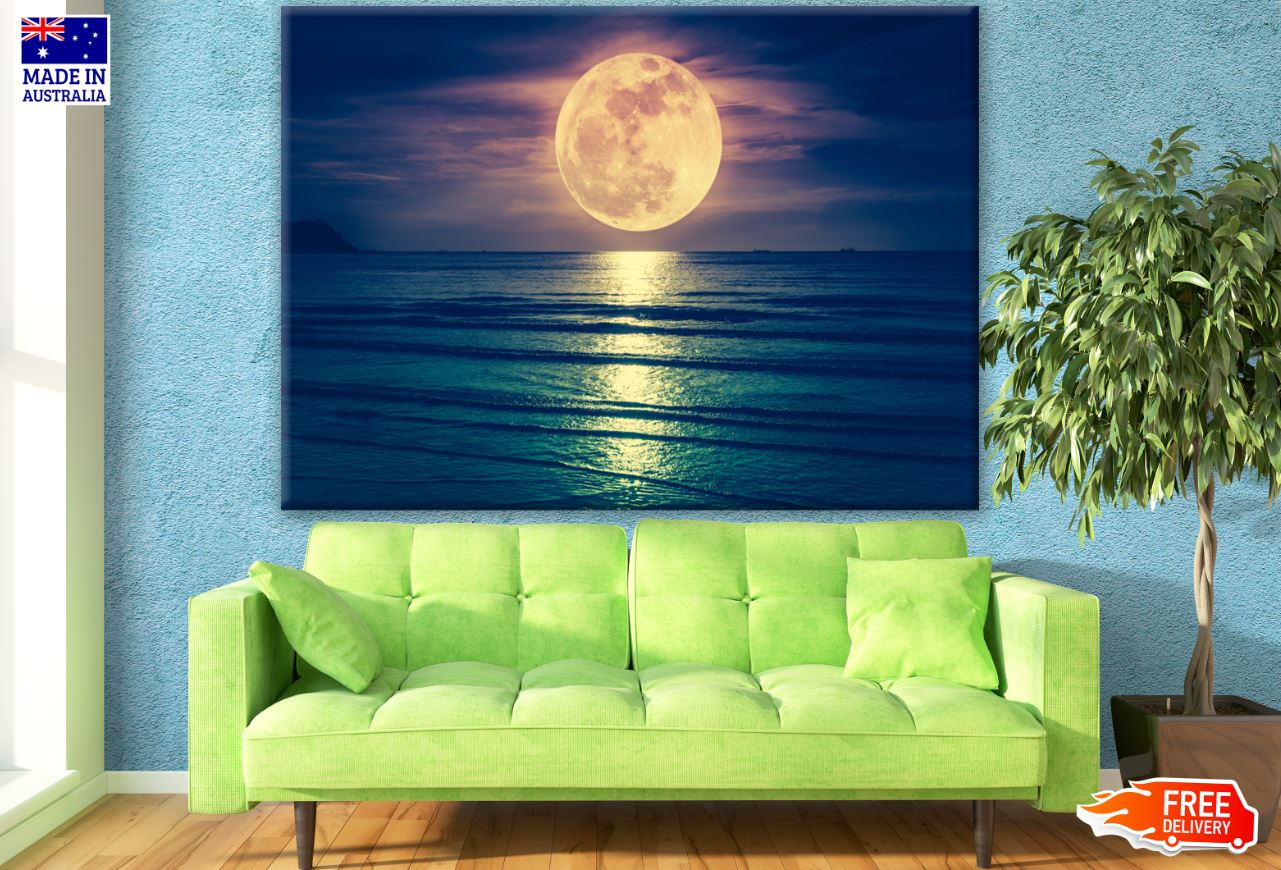 Stunning Moon & Beach Scenery Photograph Print 100% Australian Made