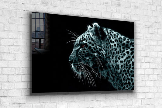 Leopard Side B&W View Print Tempered Glass Wall Art 100% Made in Australia Ready to Hang