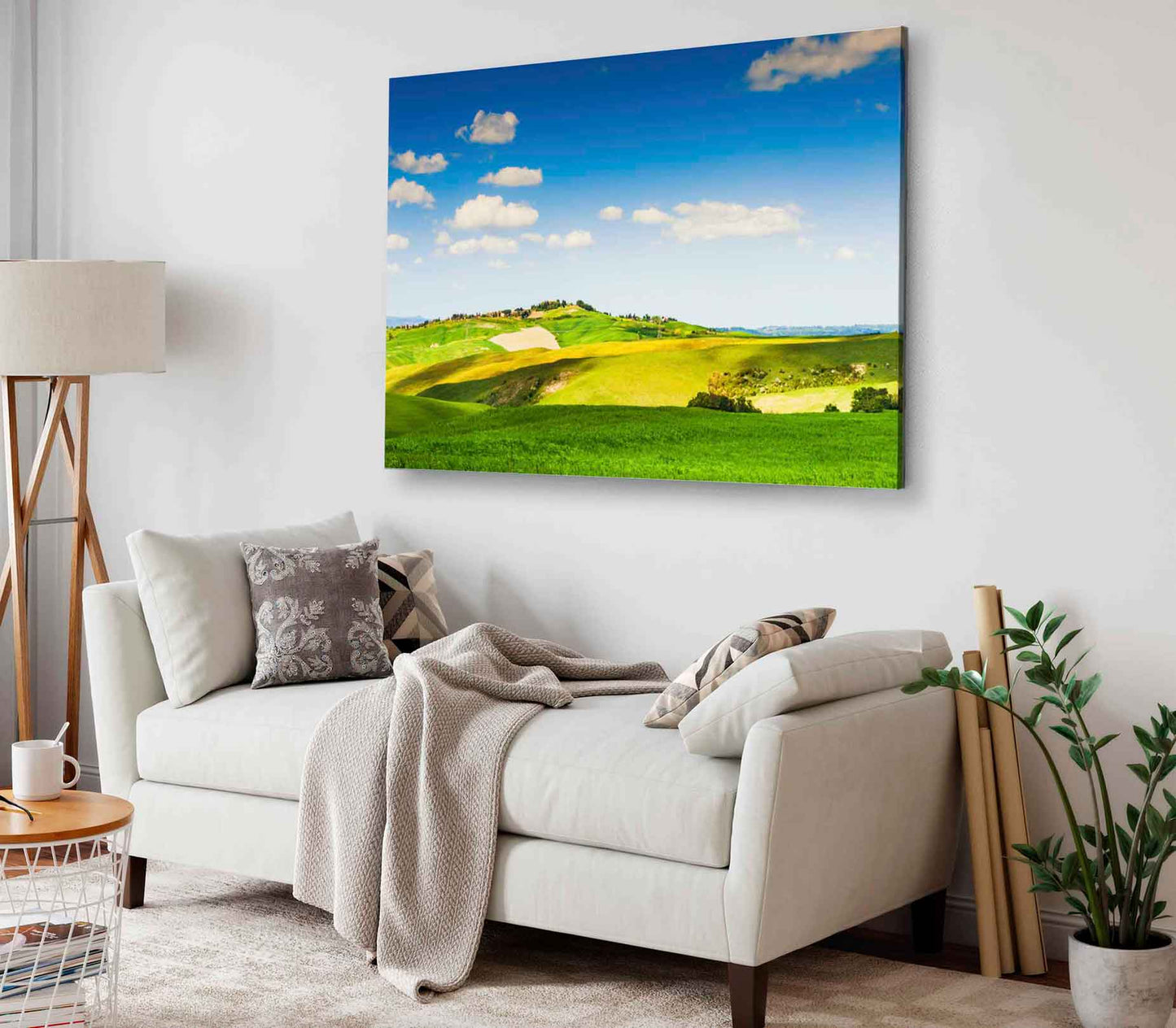 Bella Home Green Grass Field & Blue Sky View Print Canvas Ready to hang