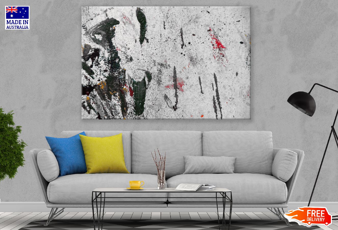 Black & Grey Abstract Design Print 100% Australian Made