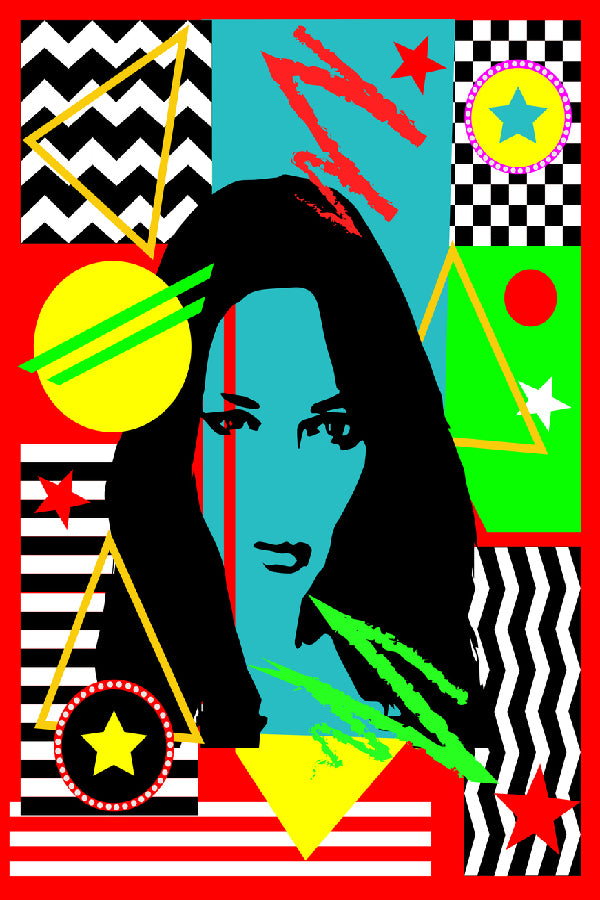 Girl & Abstrstract Shapes Vector Print 100% Australian Made
