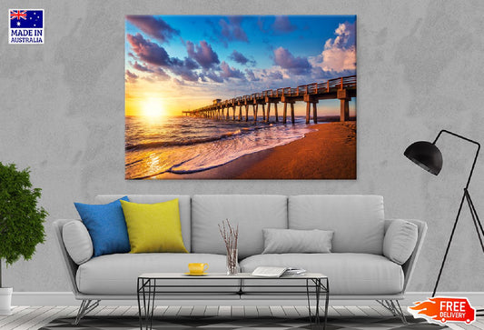 Clearwater Beach Pier Sunset View Photograph Print 100% Australian Made