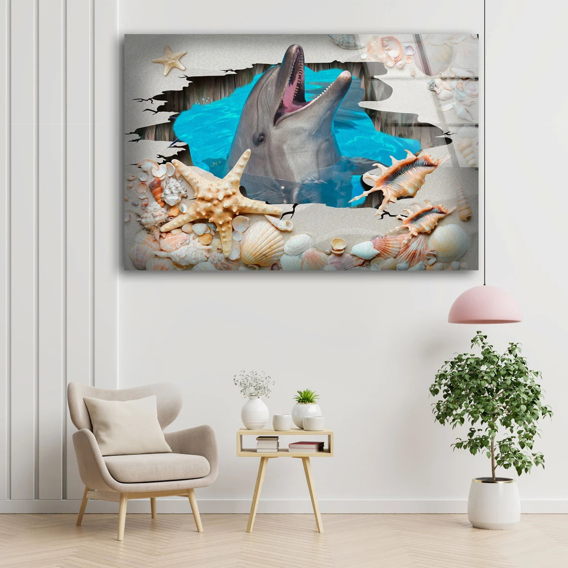 Dolphin & Starfish Photograph Acrylic Glass Print Tempered Glass Wall Art 100% Made in Australia Ready to Hang