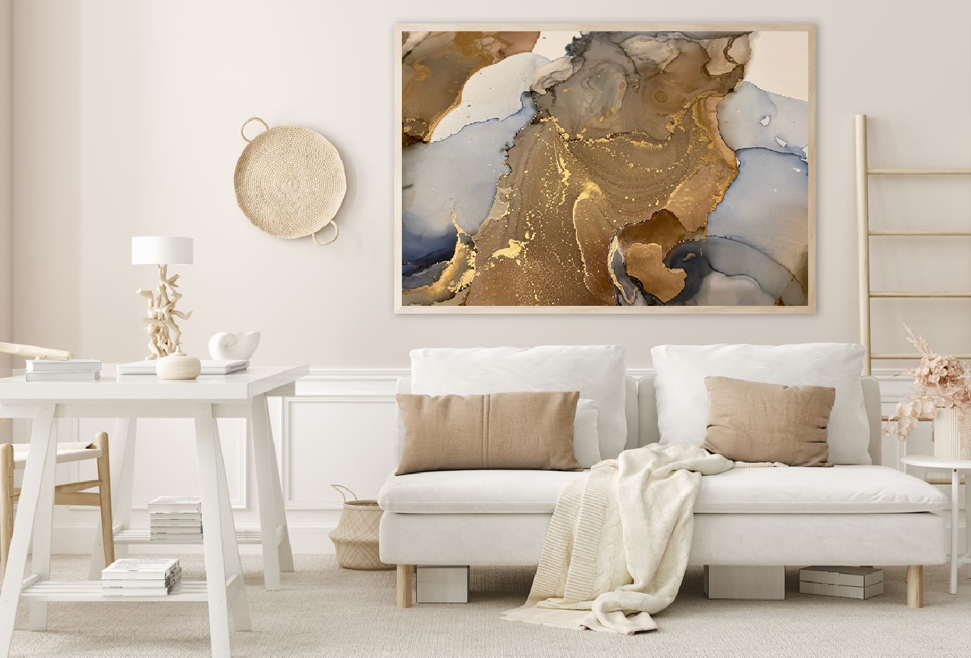 Brown Gold & Blue Abstract Design Home Decor Premium Quality Poster Print Choose Your Sizes