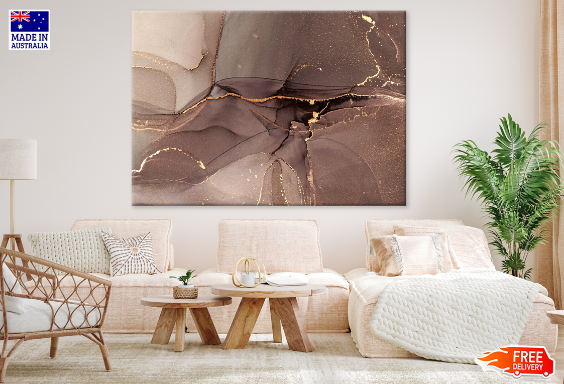 Brown & Gold Abstract Design Print 100% Australian Made