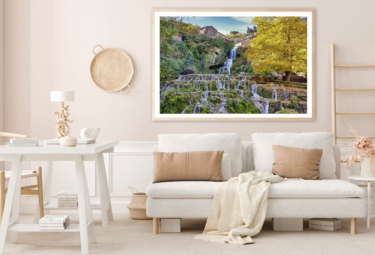 Waterfall & Autumn Trees View Home Decor Premium Quality Poster Print Choose Your Sizes
