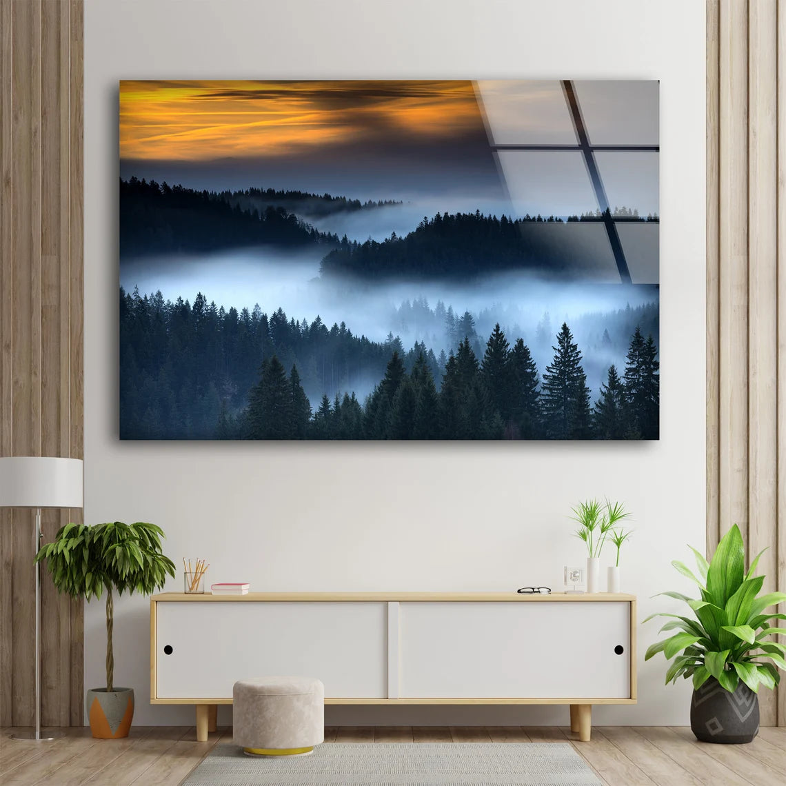 Misty Forest Sunset Photograph Acrylic Glass Print Tempered Glass Wall Art 100% Made in Australia Ready to Hang