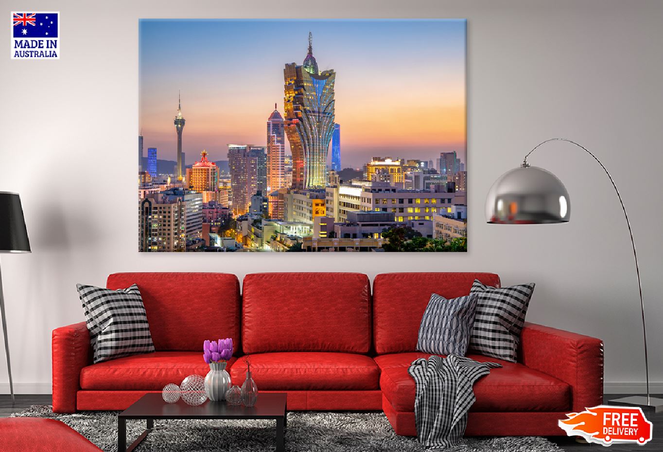 Macau City Skyline at Night View Photograph Print 100% Australian Made