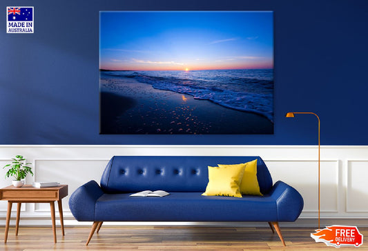 Sea with Dark Blue Sky Sunset View Photograph Print 100% Australian Made
