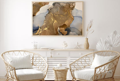 Brown Gold & Blue Abstract Design Home Decor Premium Quality Poster Print Choose Your Sizes