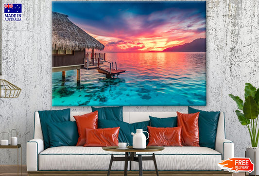 Resort & Sunset Beach Photograph Print 100% Australian Made