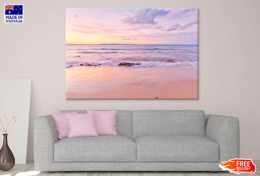 Noosa Beach at Pink Sunset View Photograph Print 100% Australian Made