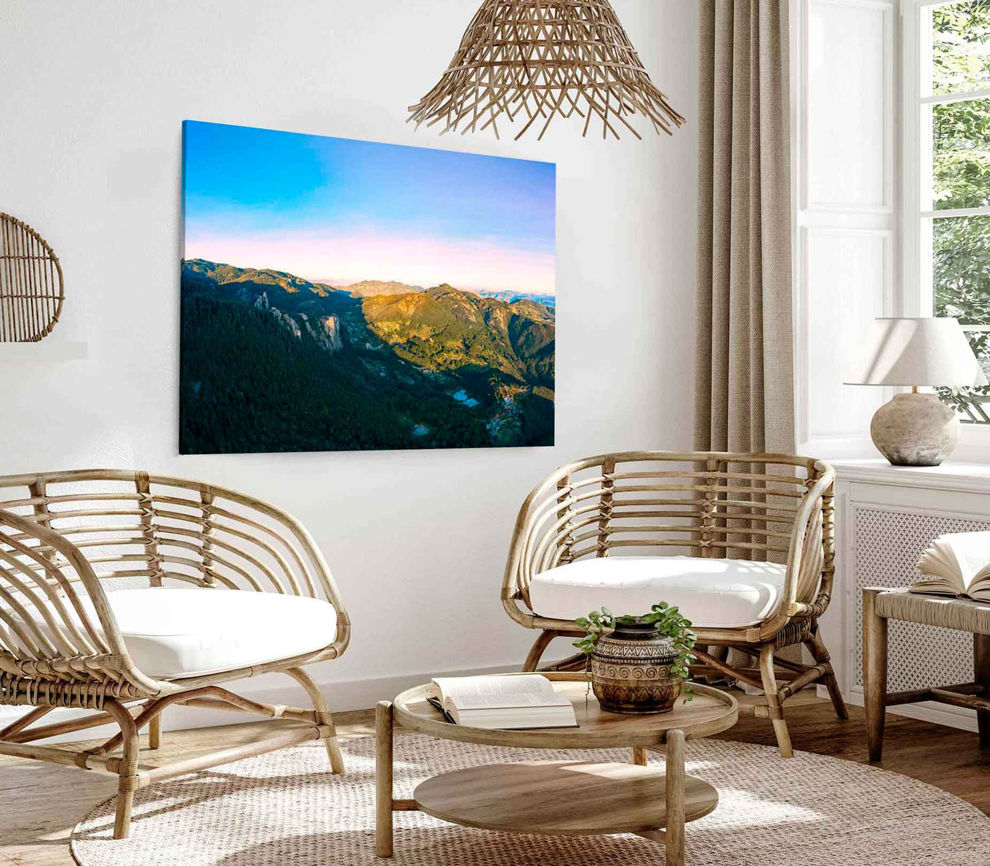 Bella Home Forest & Mountain Range Blue Sky Print Canvas Ready to hang