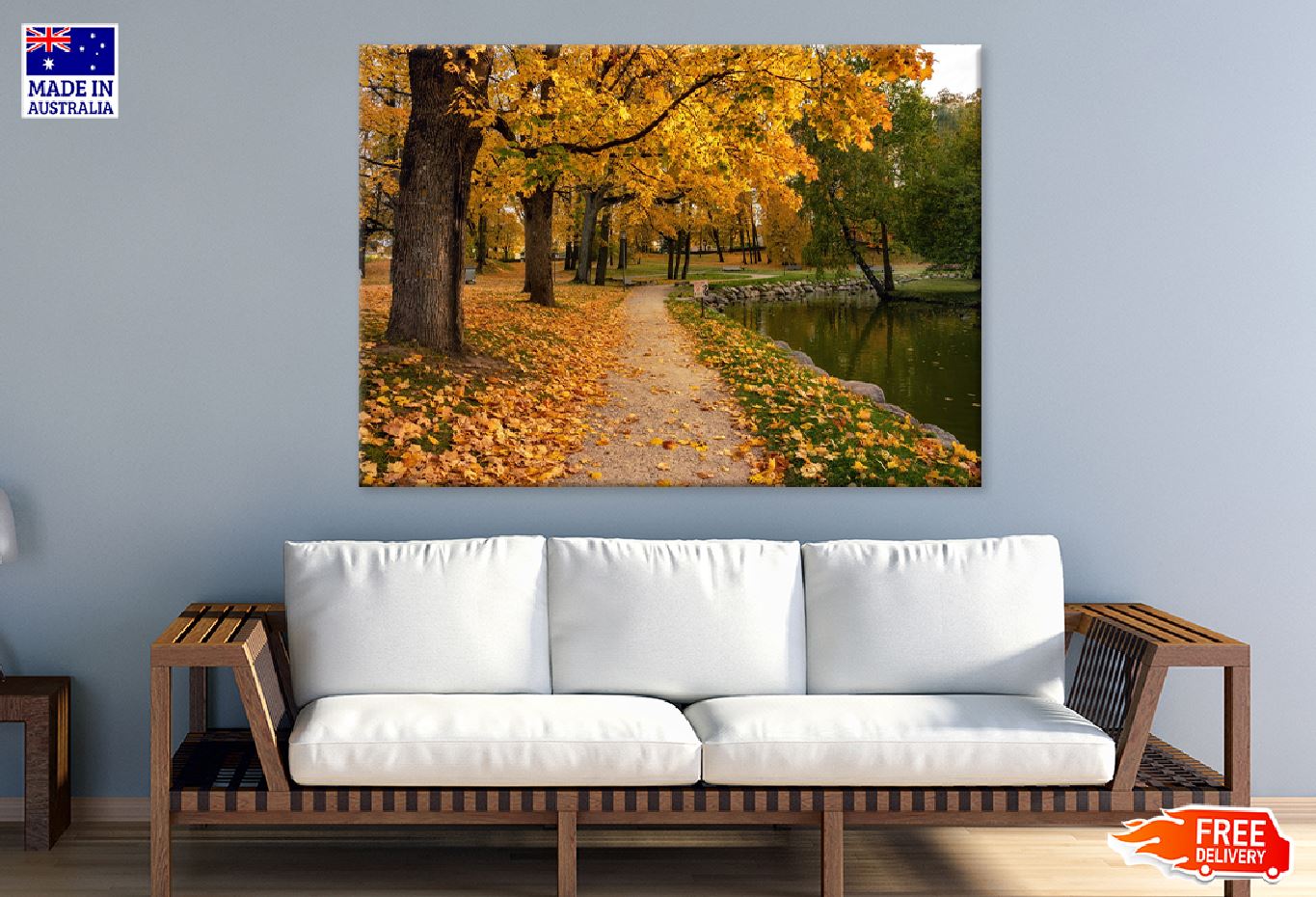 Autumn Trees & Lake Garden View Photograph Print 100% Australian Made