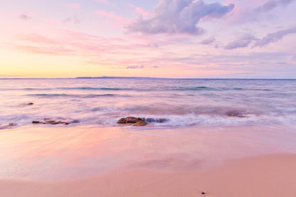 Noosa Beach at Pink Sunset View Photograph Print 100% Australian Made
