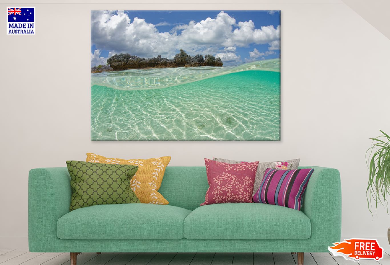 Half Below View Tropical Island Photograph Print 100% Australian Made