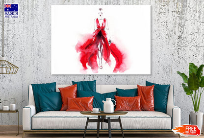 Woman in Red Dress Watercolor Painting Print 100% Australian Made