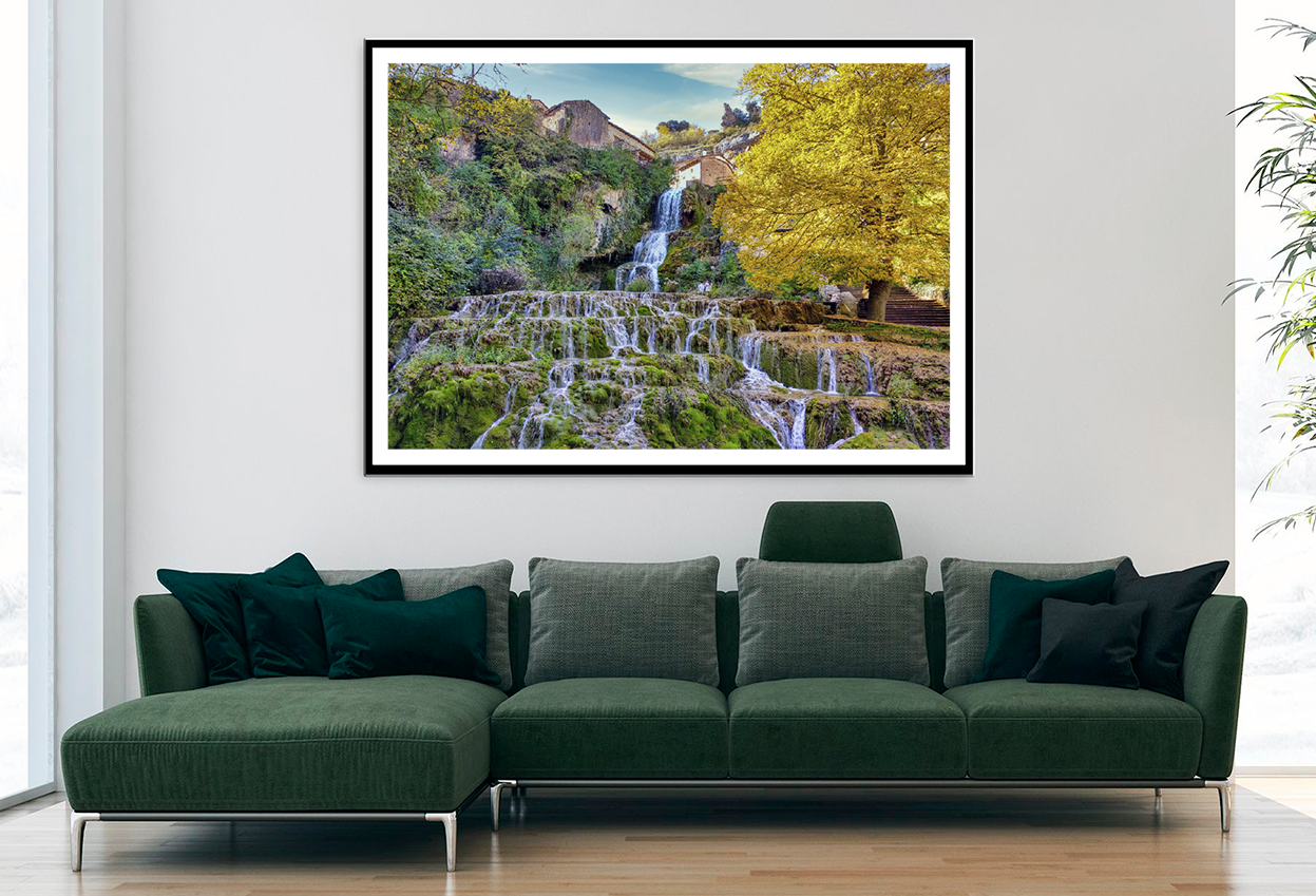 Waterfall & Autumn Trees View Home Decor Premium Quality Poster Print Choose Your Sizes