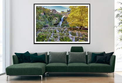 Waterfall & Autumn Trees View Home Decor Premium Quality Poster Print Choose Your Sizes