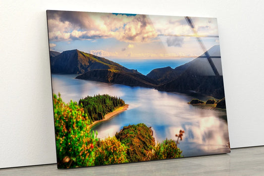 River & Mountain Sky View Photograph Acrylic Glass Print Tempered Glass Wall Art 100% Made in Australia Ready to Hang