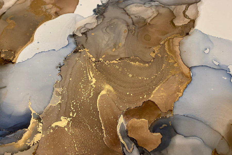 Brown Gold & Blue Abstract Design Home Decor Premium Quality Poster Print Choose Your Sizes