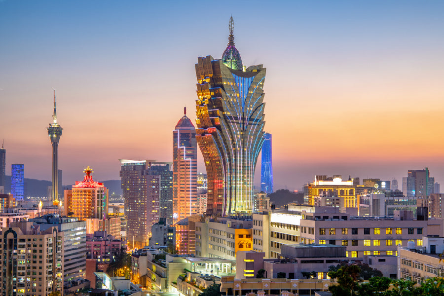 Macau City Skyline at Night View Photograph Print 100% Australian Made