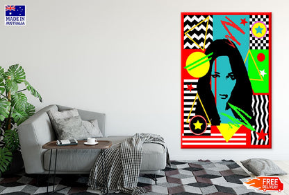 Girl & Abstrstract Shapes Vector Print 100% Australian Made