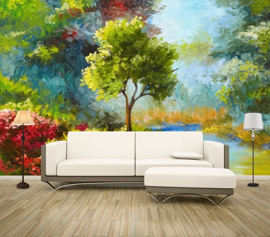 Wallpaper Murals Peel and Stick Removable Stunning Forest Painting High Quality