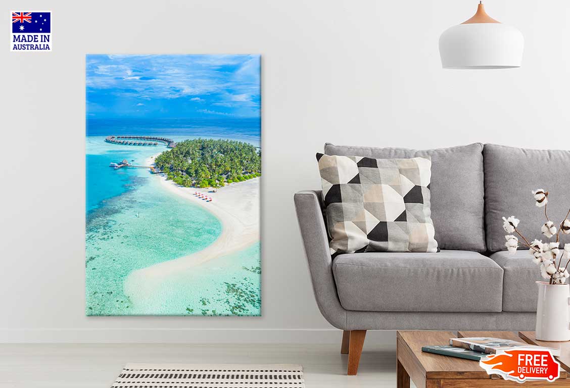 Sea & Lagoon Beach Island Aerial Photograph Print 100% Australian Made