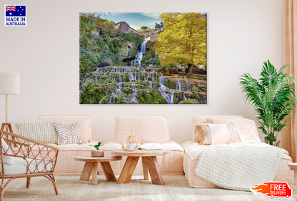 Waterfall & Autumn Trees View Print 100% Australian Made