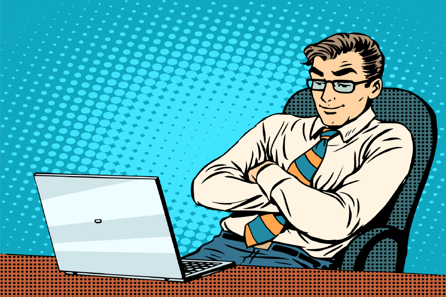 Office Worker With Laptop Illustration Print 100% Australian Made