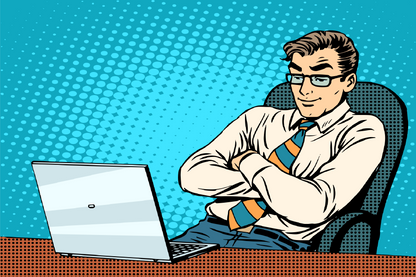 Office Worker With Laptop Illustration Print 100% Australian Made