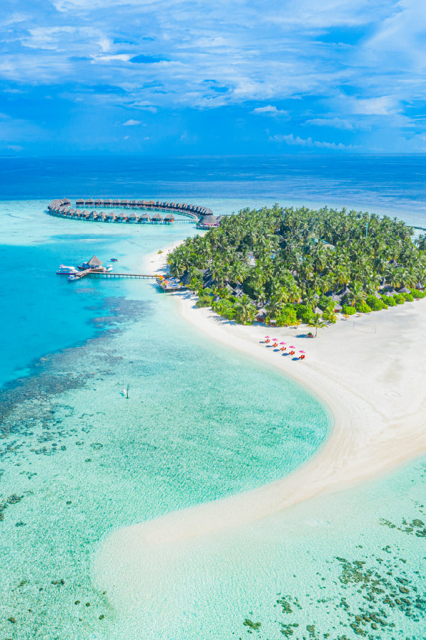 Sea & Lagoon Beach Island Aerial Photograph Print 100% Australian Made