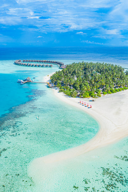 Sea & Lagoon Beach Island Aerial Photograph Print 100% Australian Made