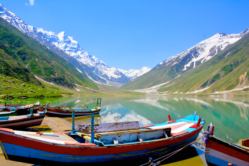 Stunning Lake & Mountains with Boats Photograph Print 100% Australian Made