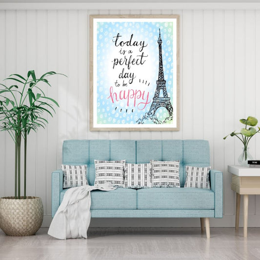 Eiffel Tower & Quote Watercolor Home Decor Premium Quality Poster Print Choose Your Sizes