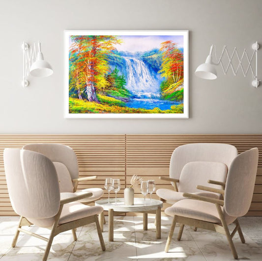 Colorful Waterfall Scenery Painting Home Decor Premium Quality Poster Print Choose Your Sizes