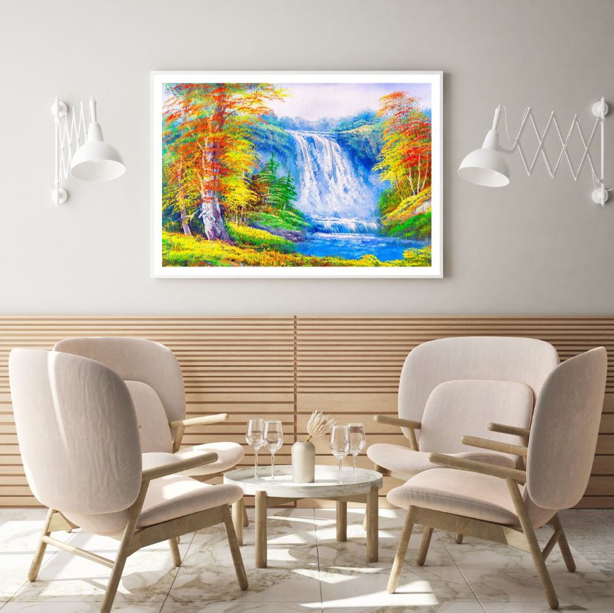 Colorful Waterfall Watercolor Painting Home Decor Premium Quality Poster Print Choose Your Sizes