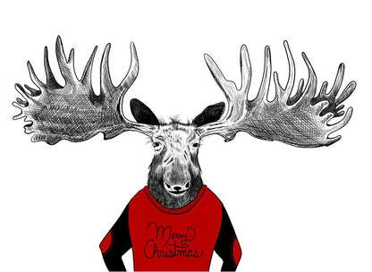 Moose Wearing a Jursey Painting Home Decor Premium Quality Poster Print Choose Your Sizes
