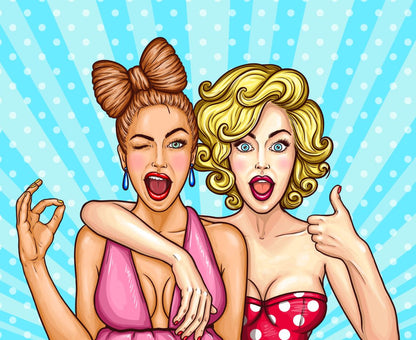 Girls Portrait Pop Art Design Home Decor Premium Quality Poster Print Choose Your Sizes