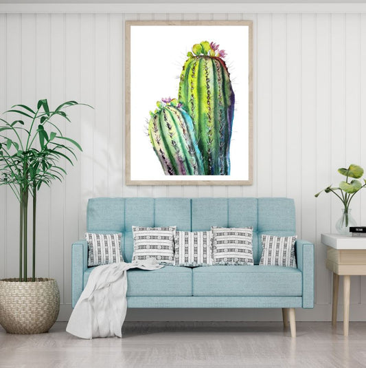 Colorful Cactus Watercolor Paint Home Decor Premium Quality Poster Print Choose Your Sizes
