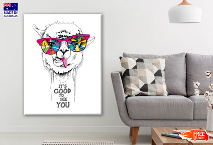 B&W Llama with Colourful Sunglasses Painting Print 100% Australian Made