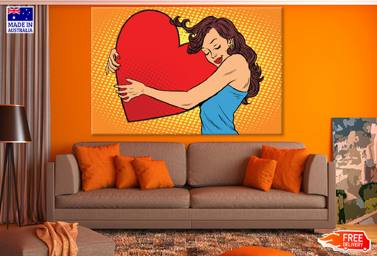 Girl Hugging a Heart Illustration Print 100% Australian Made