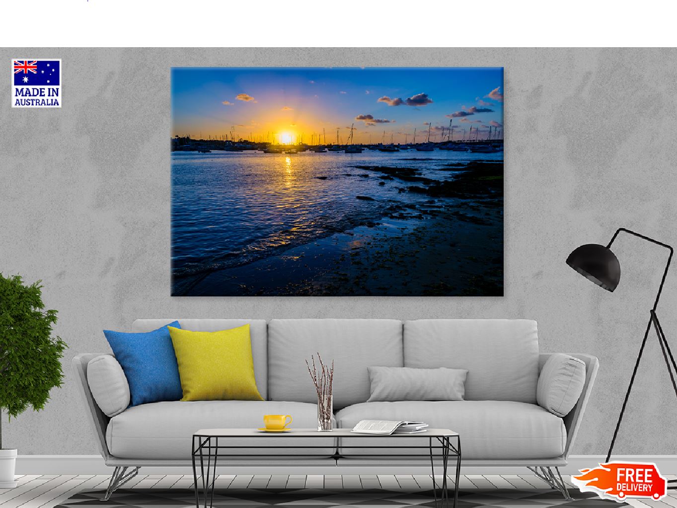 Sunset at Punta del Este Port Sea Photograph Print 100% Australian Made